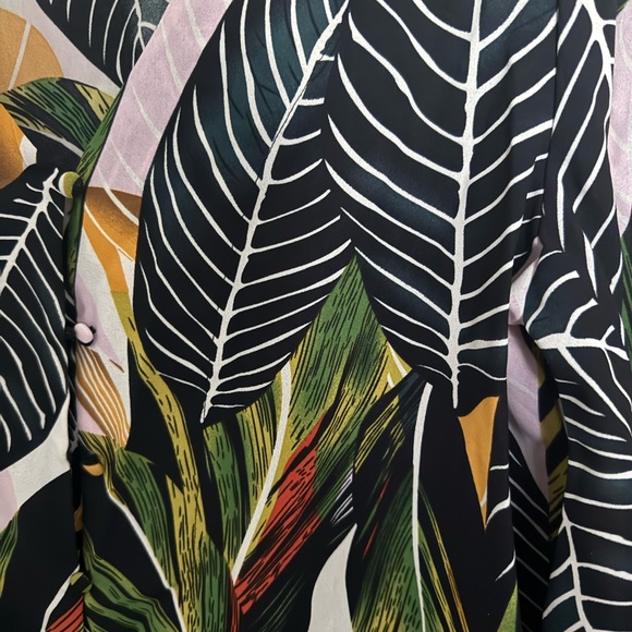 NEW Green Boho Style Print Balloon Sleeve Blouse - Picture 5 of 7